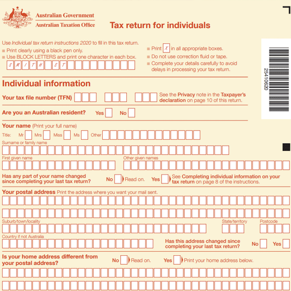 Tax return for individuals